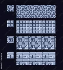 Vector illustration - set of 8 bit 16x16 stone and metal texture. Pixel art  style game background seamless pattern Векторный объект Stock | Adobe Stock
