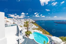 santorini island greece swimming pool