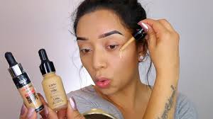 nyx drop foundation v s hard candy mix in foundation review demo by oh mglashes