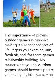 importance of outdoor games brainly in