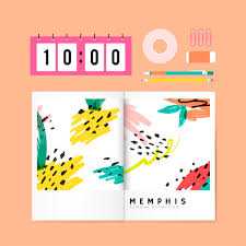 Memphis Summer Stationery Illustration Vector Free Download