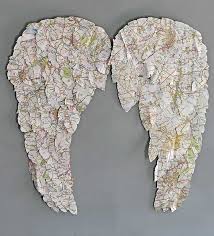 map paper angel wings wall decor