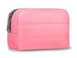 makeup cosmetic bag pink quilted