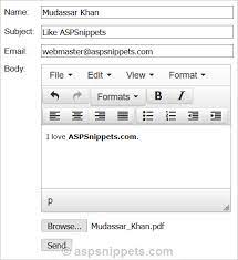 contact us form in aspnet mvc