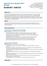 Assistant Store Manager Resume Samples Qwikresume