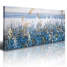 Blue Flowers Canvas Wall Art With