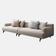 Square Arm 4 Seater Sofa In Beige 4hyl