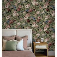 rose garden olive wine l and stick wallpaper by nextwall wallpaper
