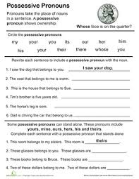 Download the possessive nouns worksheets. Great Grammar Possessive Pronouns Worksheet Education Com
