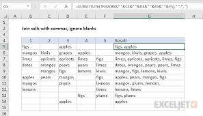 join cells with comma excel formula