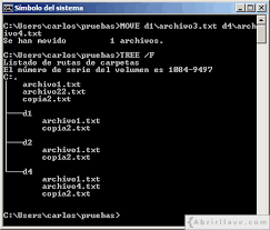 mover archivos y directorios en cmd