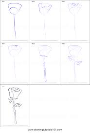 And than you can start drawing out the stem of this step 5. How To Draw A Rose Easy Printable Step By Step Drawing Sheet Drawingtutorials101 Com