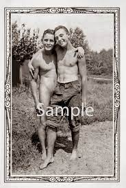 Vintage 1920 Photo Reprint Nude Young Farm Man Hugs Best Buddy After A Swim  Together 102 - Etsy