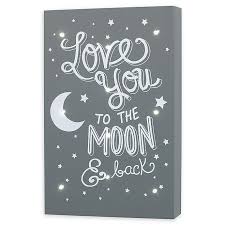 Light up your personal space with this glowing wall art depicting a graphic worthy of your favorite singer. Little Love By Nojo Love You To The Moon And Back Lighted Wall Art In Grey Bed Bath Beyond