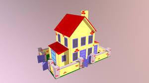 Yellow House With Yard Paper Model Downloadfree3d Com
