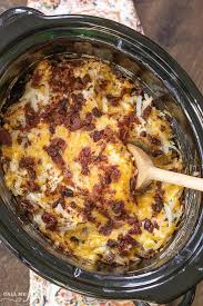 This crockpot breakfast casserole cooks overnight so you can wake up to a hearty potato casserole oozing with cheese without all the work! Crock Pot Crack Hash Brown Potatoes Call Me Pmc
