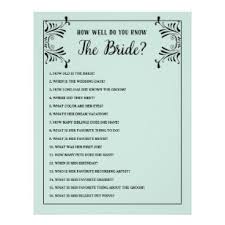 Try these clever ideas from hgtv to get your wedding guests involved in the festivities and take your big day to the next level. Bride Trivia Questions Template Bridal Wedding Shower Supplies Zazzle Ca