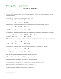 Chemguide Questions Redox Equations