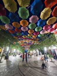 Coral Gables Florida 08 04 2018 Umbrella Sky In Giralda Plaza