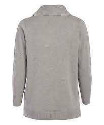 Jeanne Pierre Flannel Gray Button Accent Pocket Cowl Neck Sweater Plus