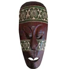 Wooden African Mask Hand Carved Flower