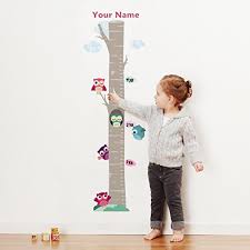 Personalized Owls On Tree Growth Chart Wall Decal For