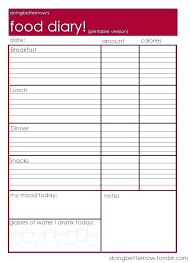 Free Printable Food Diary Exercise Template Log Images Of