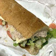subway tuna sub on white bread with