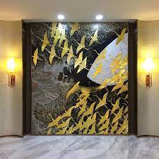 Black And Gold Mural Glass Tile Mosaic