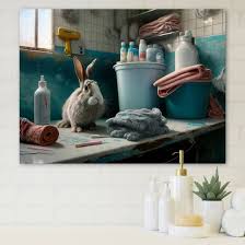 Funny Rabbit Doing Laundry Canvas Wall
