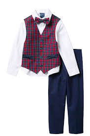 Nautica Holiday Blue Tartan Vest Shirt Bow Tie Pants Toddler Boys Nordstrom Rack