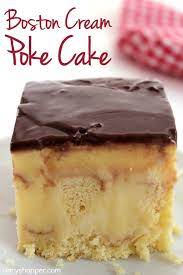 Best Toffee Ever Super Easy Boston Cream Poke Cake Recipe Creamy  gambar png