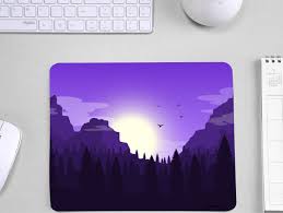 purple mountain design mouse pad