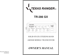 Tr 286 Am Ssb Cb Transceiver User Manual Ranger