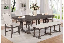 This bench is designed with a twist. Crown Mark Regent 6 Piece Transitional Table Set With Bench Wayside Furniture Table Chair Set With Bench