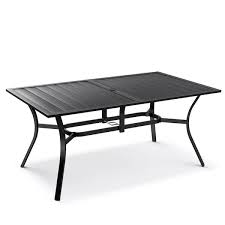 Bigroof Black Patio Dining Table 63 In