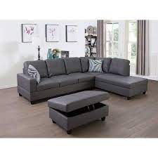 star home living cloud gray right facing faux leather sectional sofa set