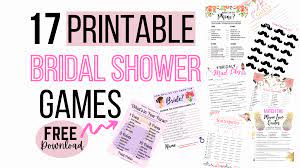 17 free printable bridal shower games