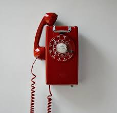 Red Wall Phone Working Rotary Dial Wall