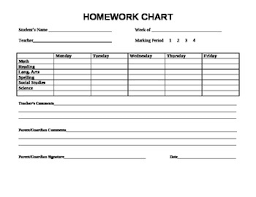 Weekly Homework Chart