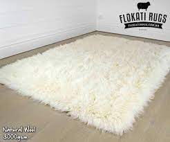 flokati wool rug natural wool made