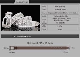 Us 8 88 76 Off Fashion Rhinestone Genuine Leather Belts For Women Luxury Pin Buckle Belt Woman Quality Second Layer Cow Skin Strap Width 3 3 Cm In