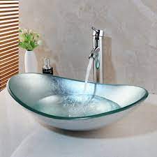 Us Bathroom Oval Silver Glass Vessel
