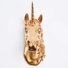 unicorn head wall mount in gold the