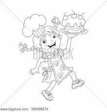 Set of cartoon cooks, chefs: Coloring Page Outline Vector Photo Free Trial Bigstock