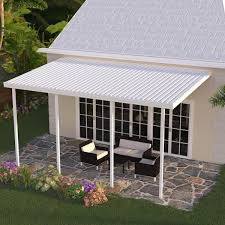 Integra 10 Ft X 16 Ft White Aluminum Attached Solid Patio Cover With 4 Posts Maximum Roof Load 30 Lbs