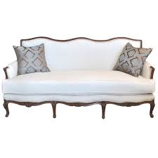 Vintage French Walnut Sofa With White