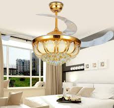 Crystal Ceiling Fan Light Lotus Petal Led Chandelier Lighting Fixtures Home Lamp Ebay