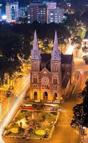 With its dreaming location in the very heart of saigon, among wide and beautiful parks that are covered by the shadows of big old trees. Saigon S Notre Dame Cathedral At Night Vietnam Travel Vietnam People Bangkok Travel