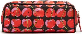 la doublej cherry print makeup bag